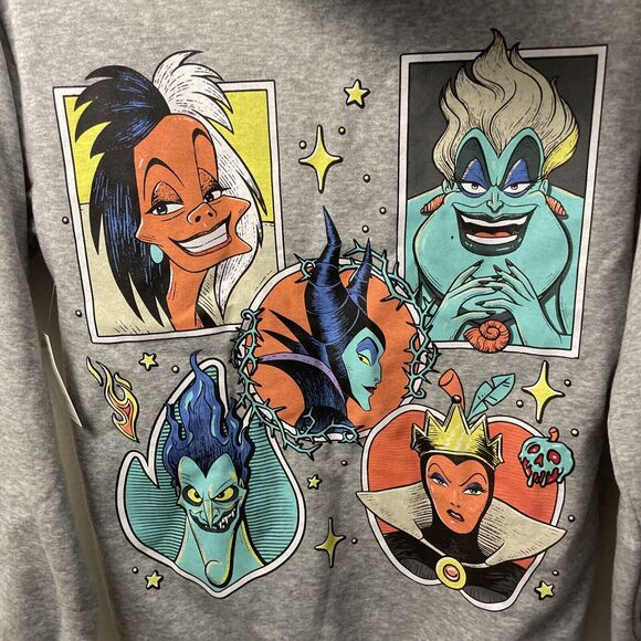 New With Tags Women’s Disney Villains Gray Graphic Hoodie XXS - Picture 6 of 7